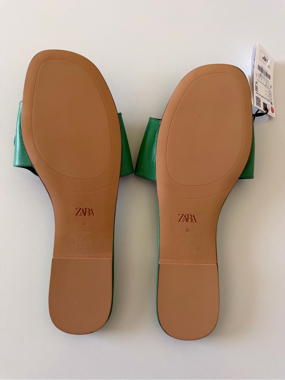 NWT Zara Green Chain-Link Flat Slide Sandals EuroSummer 41 US 10 - Picture 3 of 6